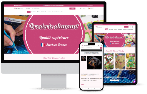 Une photo d'un PC, d'une tablette et d'un téléphone avec le site internet Everdiamants, réalisé par HINDEX
